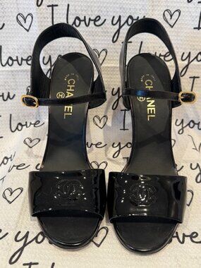 Chanel 2016 Interlocking CC Logo Slingback Sandals